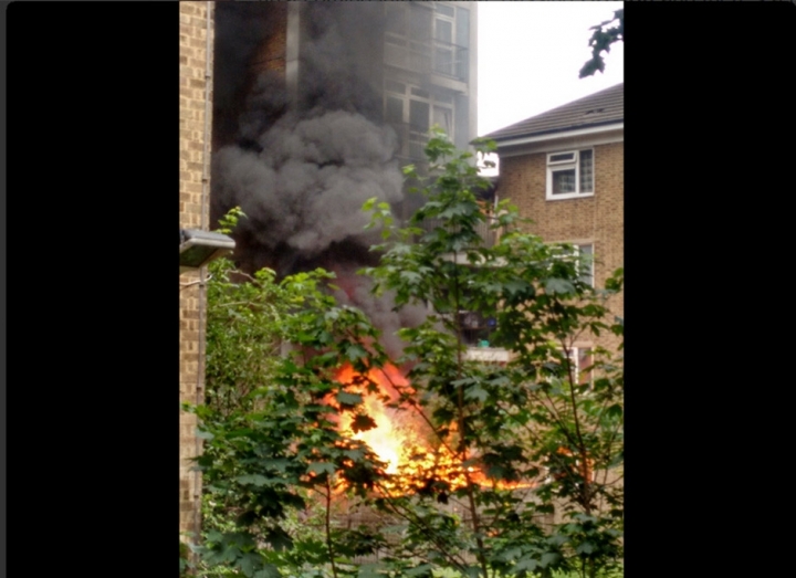 Blaze at South London tower block fills the sky with giant plumes of thick black smoke