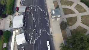 Moldovan map drawn in National Square for Independence Day 