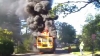 School bus bursts into flames when quick-thinking driver rescues all children