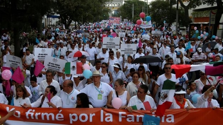 Thousands march in Mexico against proposal to allow same-sex marriage