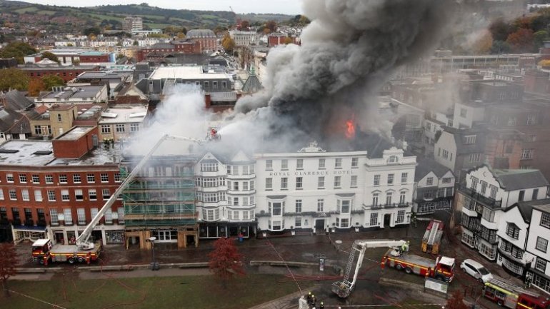 England's oldest hotel has collapsed after huge fire