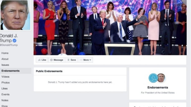 You can endorse your preferred presidential candidate on Facebook now