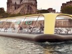 Floating Paris gym uses human energy to sail down Seine River