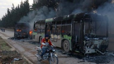 Buses attacked, burned on way to evacuate Syrian villages