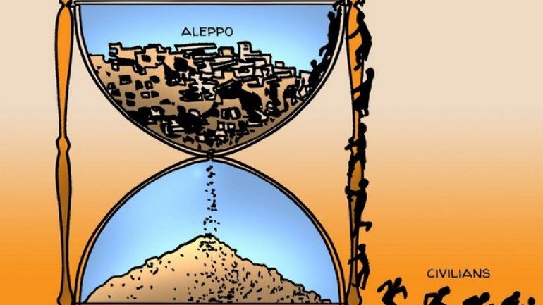 Cartoons reacting to situation in Aleppo (PHOTO)