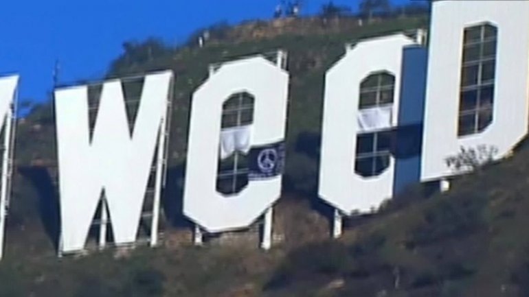 Hollywood sign vandalized to read "Hollyweed" (VIDEO/PHOTO)