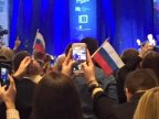 Crowd waves Russian flags in support of Donald Trump at rally