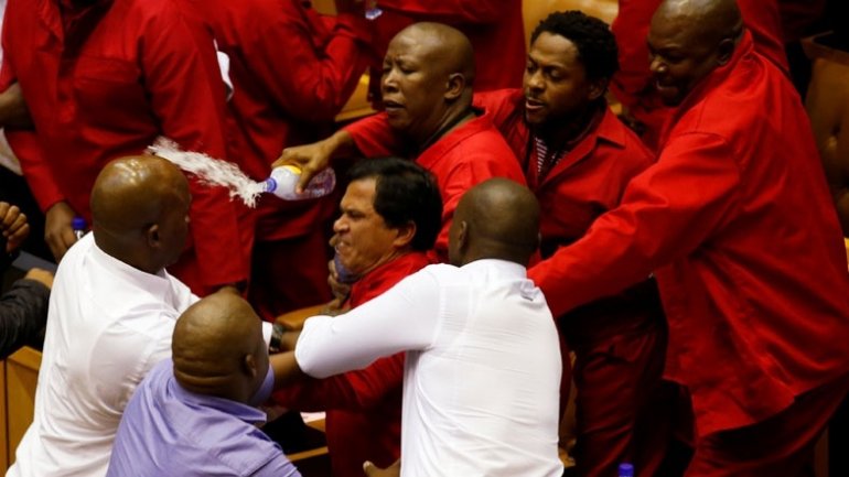 Brawl in South African parliament (VIDEO)