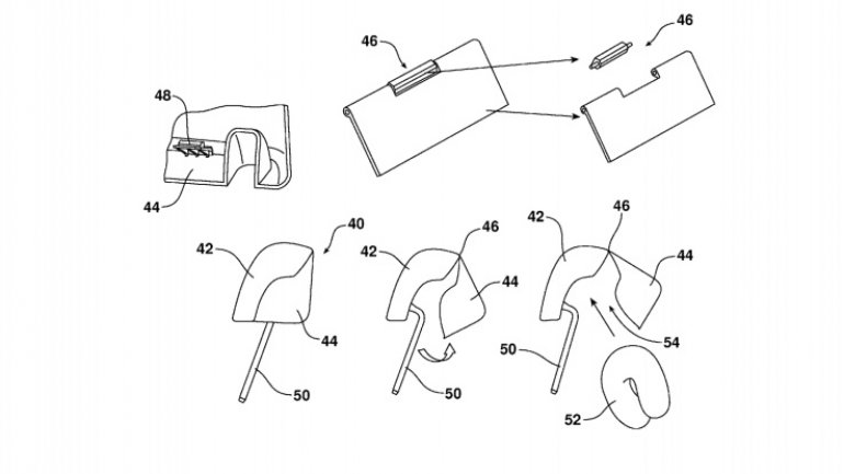 Ford patents head rest specifically designed to hide travel pillow