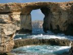 Azure Window rock formation near Malta FALLS into Mediterranean