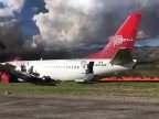 Terrifying moment Peruvian Airlines jet bursts into flames during crash landing (VIDEO)