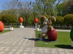 EASTER BUNNY is hopping around town, along with GIANT eggs, angels and flowers 