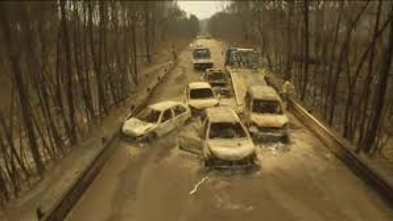 Portugal forest fire: Drone footage shows burnt-out cars (VIDEO)