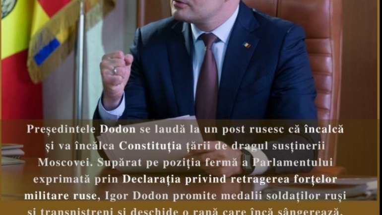 Candu's reaction after Dodon's promise of medals for russian and trasnistrian soldiers  