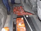 Contraband meat hidden in car's floor by citizen of Moldova