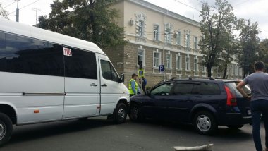Accident in Capital. Minibus collided with a car