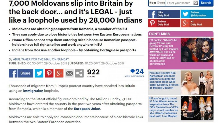 Daily Mail: 7,000 Moldovans legally sneak into Britain by law loophole 