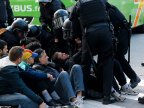 Protesters blocked streets across Catalonia to demand freedom of jailed pro-independence politicians 