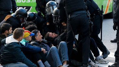 Protesters blocked streets across Catalonia to demand freedom of jailed pro-independence politicians 