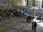 Bustling in Chisinau railway station. Winter holidays bring back families together