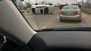 Accident on Viaduct. BMW X6 overturned