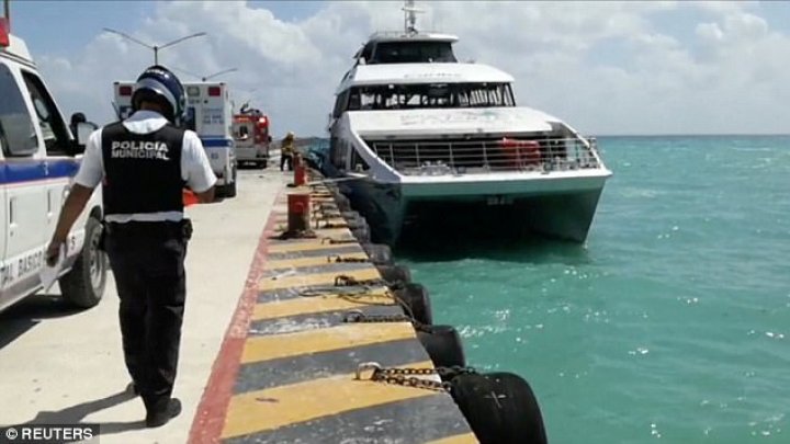 Ferry explosion in Mexico. At least 18 passengers injured