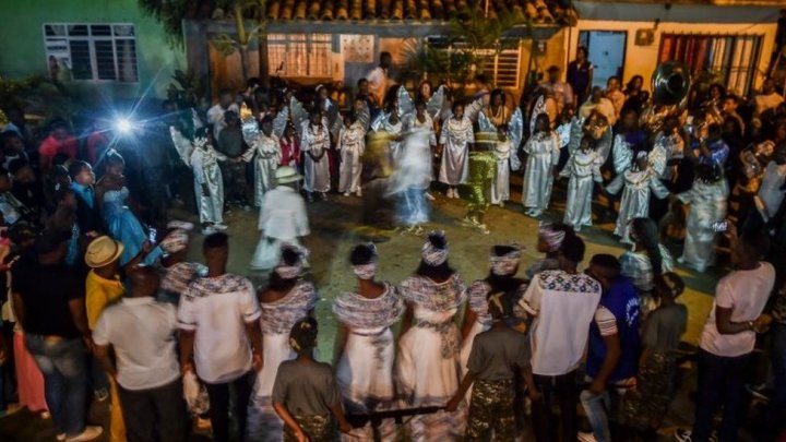 Residents of Colombian village of Quinamayó have been celebrating Christmas 