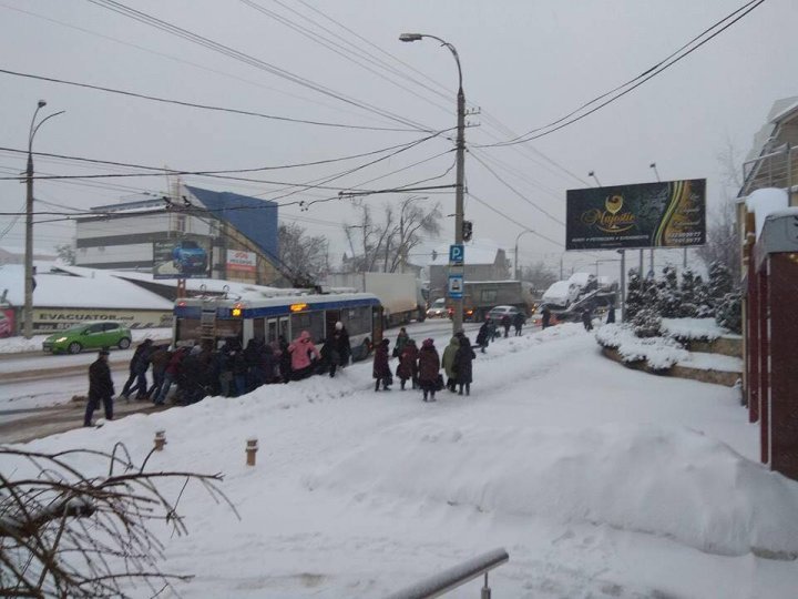 Passengers pushing trolleybus stuck on Calea Orheiului goes viral 