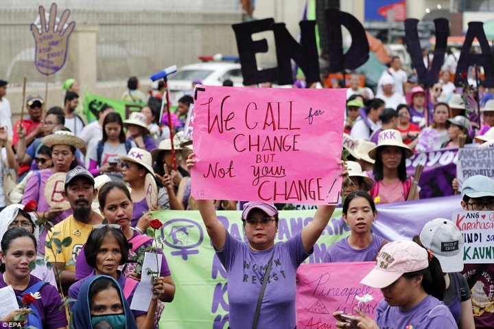 People around the world have taken to the streets to make their voices heard on International Women's Day