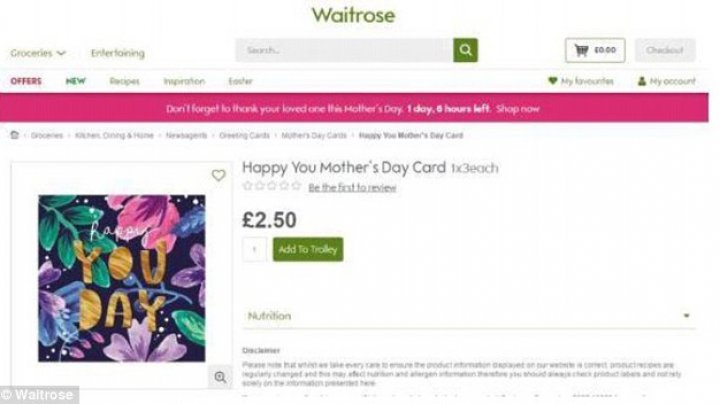 Waitrose offers gender-neutral card for Mother's Day to make them appropriate for transgender people