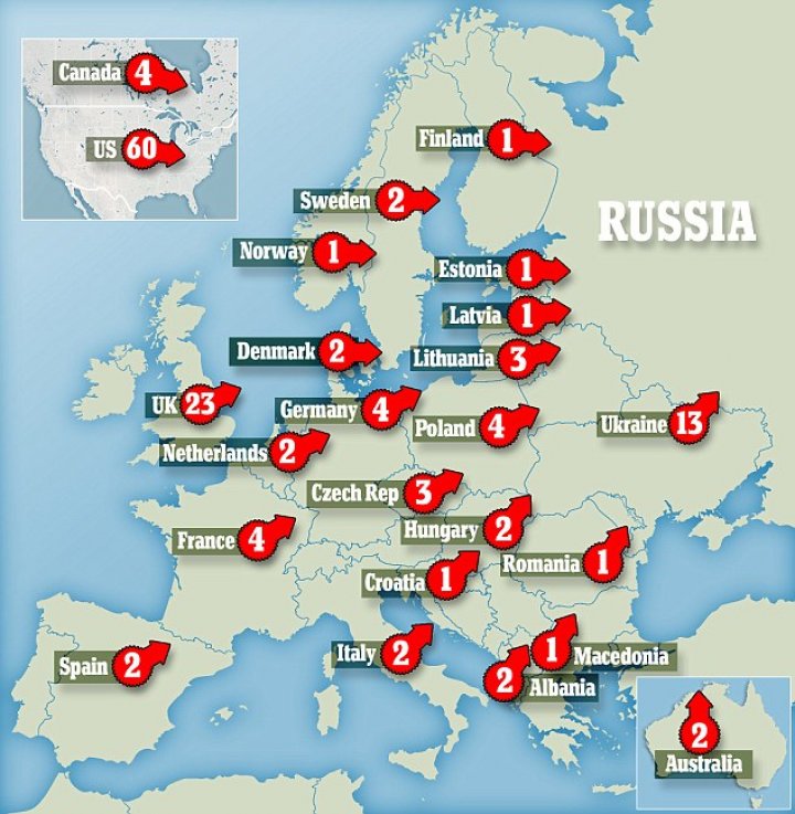 Over 100 Russian diplomats were expelled from 23 nations. Kremlin threatened to respond to every country