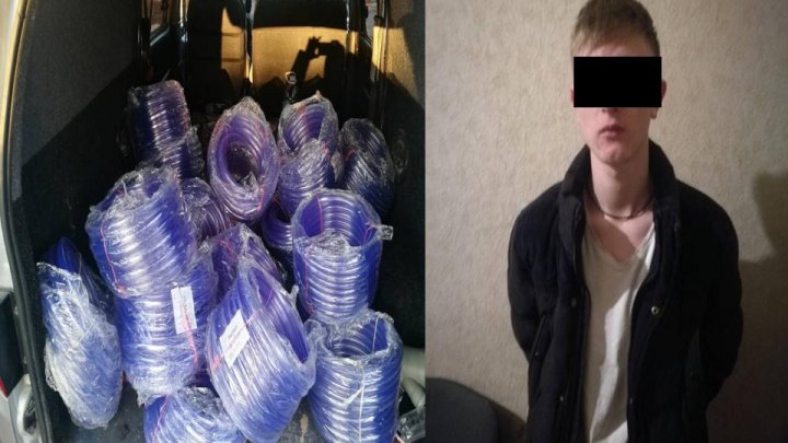 Young man detained for stealing silicone hose reels and rubber rim