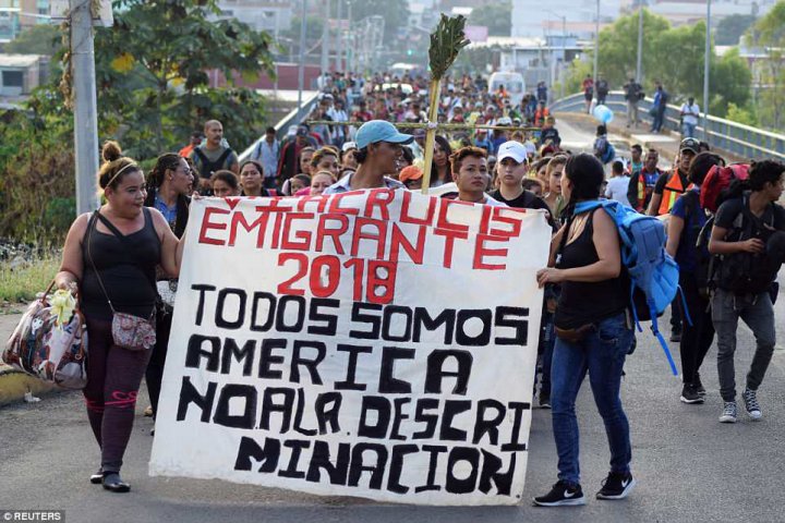 Army of thousand migrants from Central America are marching through Mexico to the US where they hope to get in by any means