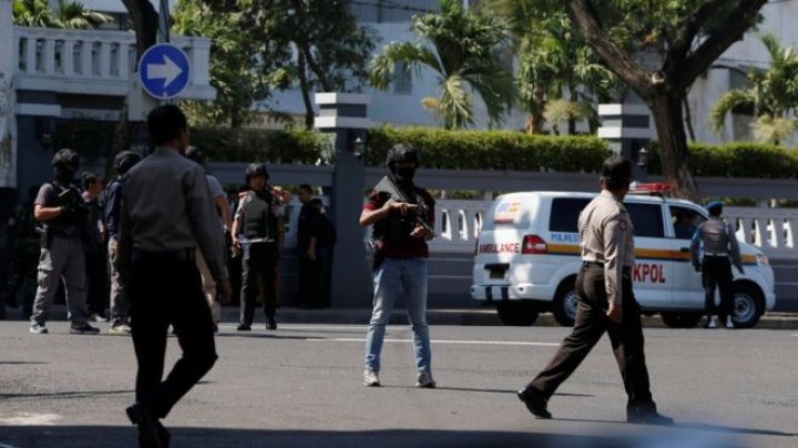 Suicide bombing at a police headquarters in Indonesia carried out by a family of five