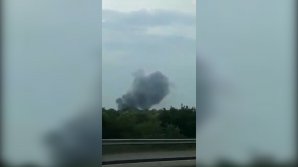 Trash bin from Pascani village, Criuleni district caught fire