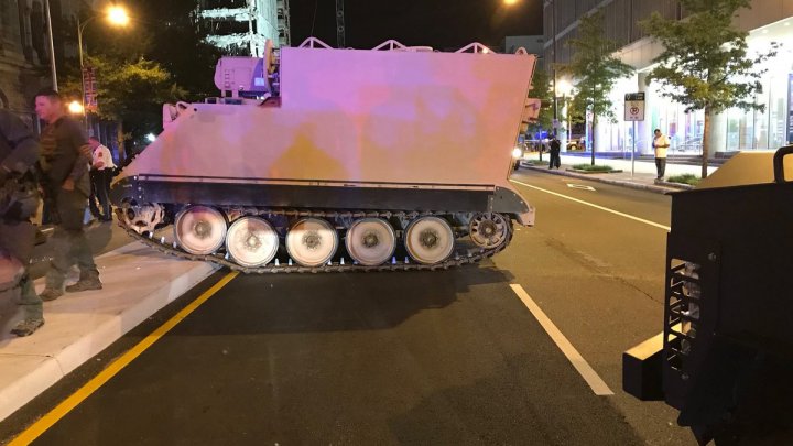 Soldier in the US arrested after stealing armoured military vehicle and leading police on a two-hour chase through busy city