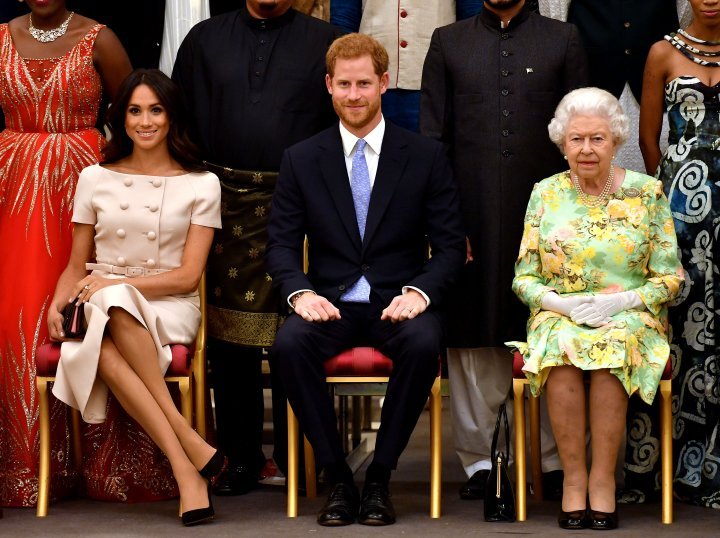 Prince Harry and Meghan Markle greeted the winners of a special youth leadership award from Queen Elizabeth