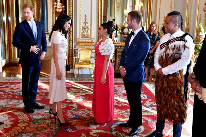 Prince Harry and Meghan Markle greeted the winners of a special youth leadership award from Queen Elizabeth