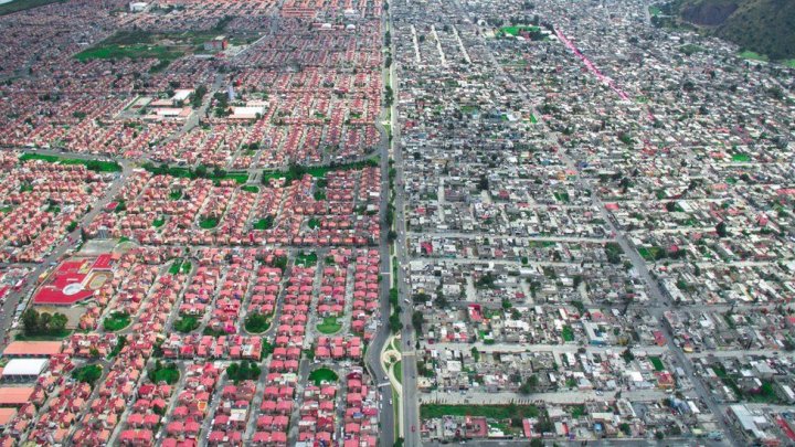 Aerial images by drone reveal the dramatic divide between rich and poor in cities in South Africa, Mexico and India