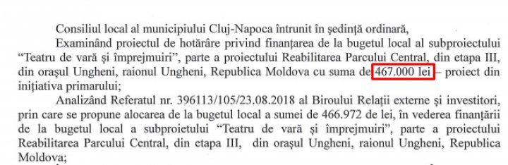 Good news for Ungheni. Cluj-Napoca allocates 100.000 Euro to built summer theater in Moldova 