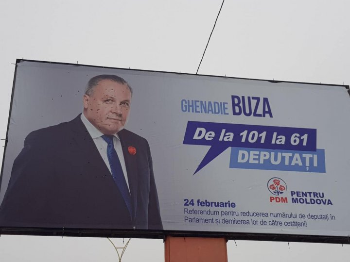 DPM's billboards vandalized in Hancesti. The police is searching for the guilty 