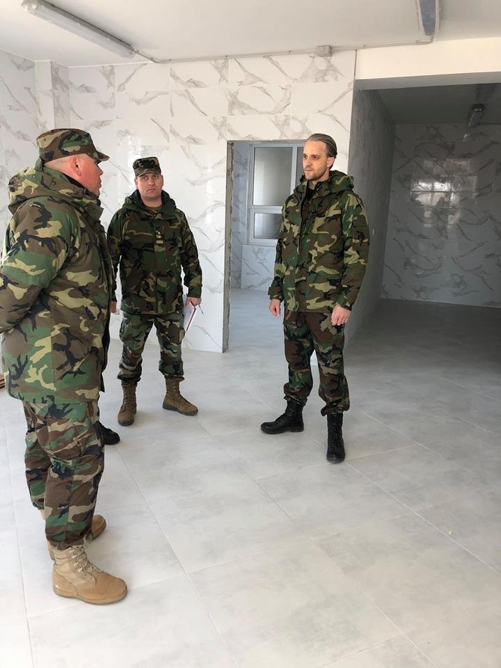 Eugen Sturza in a working inspection at one of the newest and most modern barracks of National Army