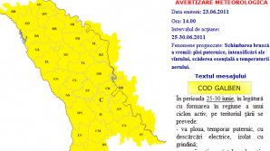 AVERTIZARE METEO: Ploi cu descărcări electrice şi grindină