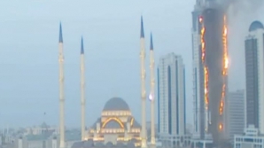  Un zgârie-nori cu 35 de etaje din Cecenia a luat foc  