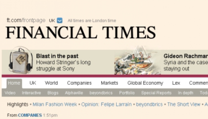 Viitorul e online: Financial Times va publica doar o ediţie print pe zi pentru tot globul