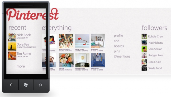 Veste bună pentru mii de internauţi! S-a lansat Pinterest pentru Windows Phone