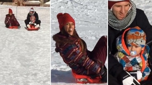 Lionel Messi s-a distrat pe pârtie alături de fiul şi iubita sa (VIDEO)