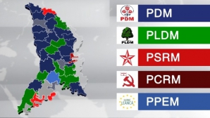 Culoarea politică a raioanelor din Moldova: PDM a obținut majoritatea pe țară