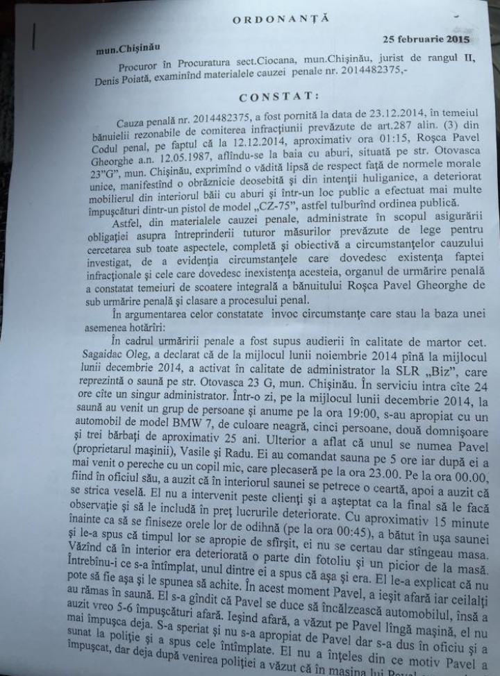 EXCLUSIV! Dosarul a fost clasat, iar arma - restituită. Pistolarul de la Botanica a scăpat cândva basma curată (DOC/VIDEO)