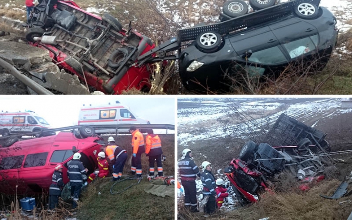 Un microbuz cu pasageri moldoveni, implicat într-un ACCIDENT GROAZNIC în România (FOTO/VIDEO)